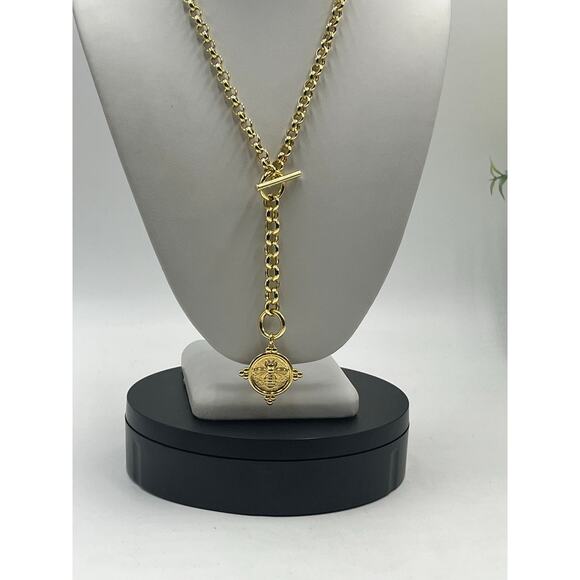 Bellezza‎ Bronze Italy Designer Toggle Charm rich golden-bronze tones Y Necklace